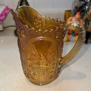 Vintage Imperial Glass Marigold Carnival Glass Windmill Pitcher